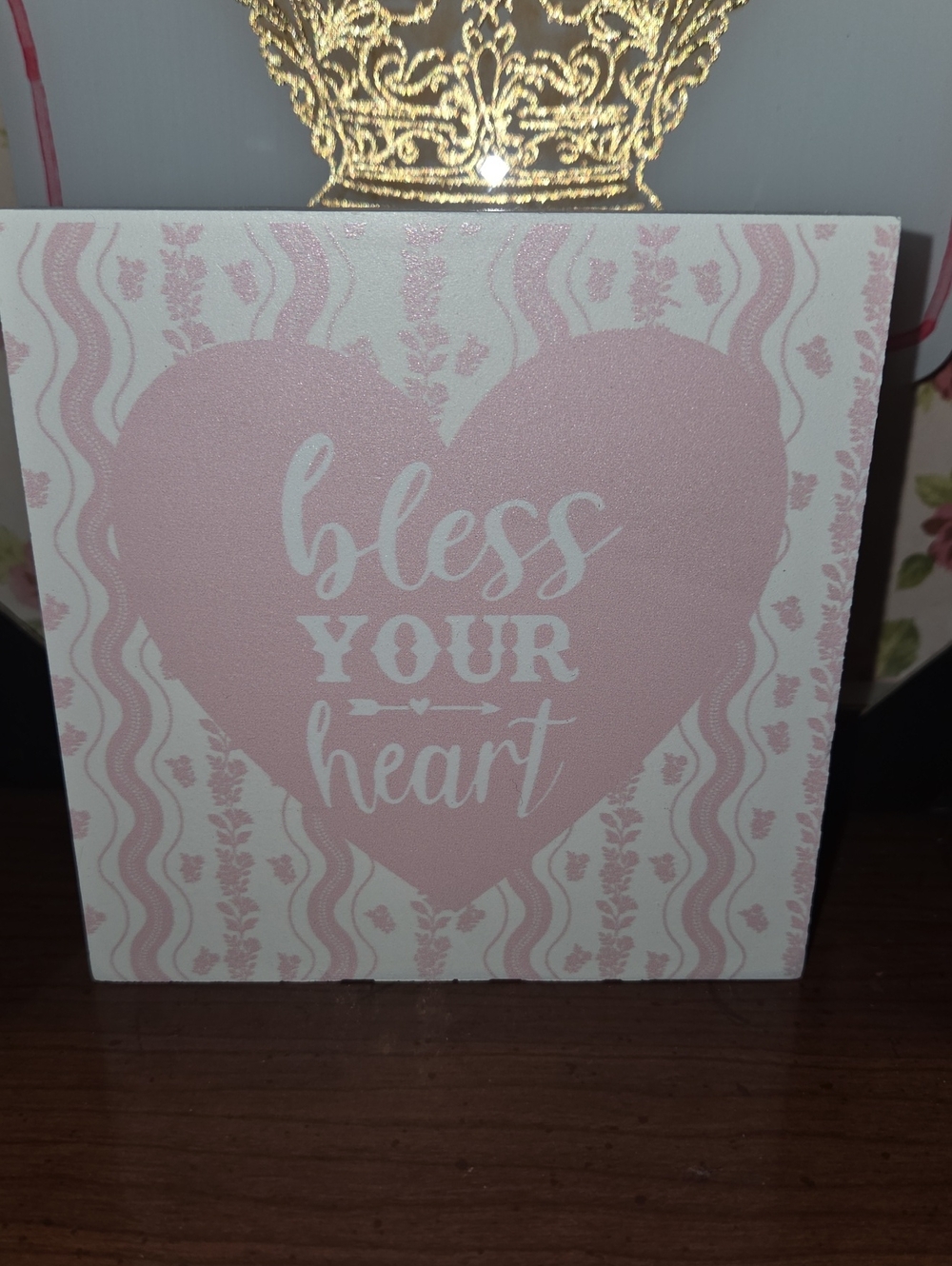 Pink 'Bless Your Heart' Heart Wall Art